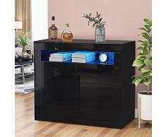 CLIPOP Credenza Cucina a 2 ante con luci a LED RGB 16, Soggiorno Credenza Mobiletti per corridoio, sala da pranzo, mobili