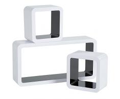 TecTake Set di mensole muro mensola libreria libri cubo pensile scaffale CD - disponibile in diversi colori - (Bianco/Nero)
