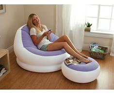 Poltrona Poltroncina Relax Gonfiabile Intex con Pouff Poggiapiedi Colore Viola