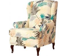 SINKITA Jacquard Fodera per Sedia Wingback,Poliestere Decorativo Fodera per Sedia A Orecchioni Universale Sedia Poltrona Elastico Divano Protector Mobili Copridivano-Beige-2 Pezzo