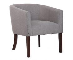 CLP Poltrona Elegante Da Lounge Nemea In Tessuto I Seduta Comfort Con Telaio In Legno, Colore:grigio, Colore del telaio:antico