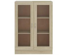 Festnight Armadietto con Vetrina,Armadietto Laterale,Mobile Cucina,Credenza Rovere Sonoma 82,5x30,5x115cm in Truciolato