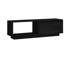 vidaXL Mobile Porta TV Nero 110x30x33,5 cm in Legno Massello di Pino