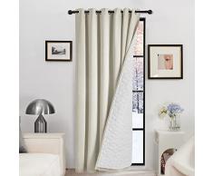 Deconovo Tende Oscuranti Termiche Isolante per Interni 1 Pezzo 200x280 CM, Tenda Divisoria Oscurante per Finestra con Occhielli, Beige Chiaro
