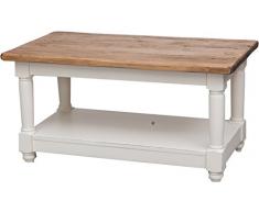 Tavolo da fumo Country in legno massello di tiglio struttura bianca anticata piano finitura naturale 90x50x45 cm