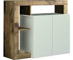 Web Convenienza Madia con Ante Moderna Bianca Lucida Made in Italy - Collezione Hamburg per Soggiorno e Sala da Pranzo (2 Ante, Pero)