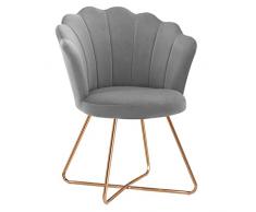 Duhome Sedia Imbottita Poltrona Lounge Design Retro con Piedini in Metallo 8057C, Colore:Grigio, Materiale:Velluto