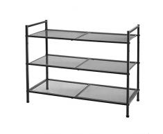 SONGMICS Scarpiera a 3 Ripiani, Scaffale Portascarpe Impilabile, Organizzatore per 9-12 Paia di Scarpe, in Metallo, per Ingresso, Soggiorno, Bagno, Nero LMR17BK