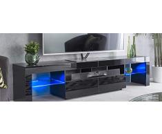 MMT Furniture Designs Ltd TS1706V2 Nero Mobile TV, Legno ingegnerizzato, 200cm(w) x 40cm(d) x 45cm(h)