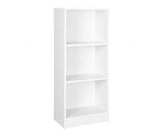 VASAGLE Libreria a 3 Scomparti con Ripiani Regolabili, Scaffale Porta Libri e Documenti per Soggiorno, Camera da Letto, Cameretta e Ufficio, 40 x 24 x 93 cm, Bianco LBC103W