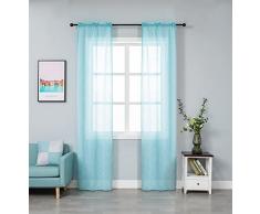 GIRASOLE Coppia Tende Voile Semitrasparenti Effetto Lino Tenda per Soggiorno Camera Balcone Finestra e Interni 2 Pannelli con Tasca (Turchese, 70x240cm)