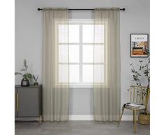 GIRASOLE Coppia Tende Voile Trasparenti Effetto Lino Tenda per Soggiorno Camera Cameretta Balcone Finestra e Interni 2 Pannelli con Tasca (Tortora, 70x240cm)