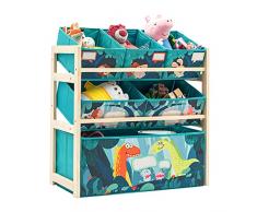 Scaffale per Giocattoli | Mobile cameretta Bambini in Legno a 3 livelli con 6 Cassetti Rimovibili in Tessuto Scaffale |Multi-cubby Organizzatore Giochi per Bambini per Libri Giocattoli Multiuso
