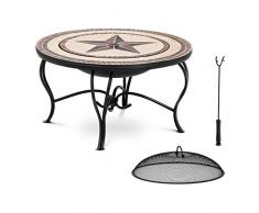 Uniprodo Braciere da Giardino Caminetto per Giardino Uni_F_Bowl_02 (Ø 76 cm, Acciaio, Ceramica)