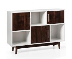 Giantex Credenza per Soggiorno, Armadio a Buffet con 6 Scomparti e 3 Ante, Mobile Laterale, Moderno, Bianco + Marrone, 102x33x76 cm