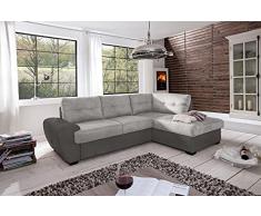 MY BRAND Germanvox Divano ad Angolo con Funzione Letto e Penisola Contenitore Dx, in Microfibra stampata Cat.1 Grigio scuro e Grigio chiaro L.244 P.172 H.88 cm