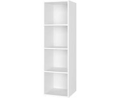 Homfa Libreria Mobile per Archiviazione con Mensola in Legno, Scaffale Cubo per Libri (Bianco, 106 × 23.5 × 30 cm)