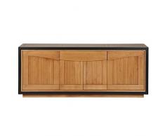 MON PETIT MEUBLE FRANCAIS Credenza 4 ante 225 cm, in ciliegio massiccio affumicato