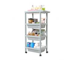 Scaffale da Bagno Popolare Scaffali di Stoccaggio A 4 Piani Scaffale di Collazione Blu Grande Scaffale di Stoccaggio di Cesto Quadrato Aperto in Plastica con Puleggia E Corrimano