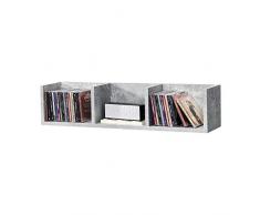 Mensola da Parete con 3 Scomparti a Forma di U Consolle Pensile 75 x 17 x 17 cm Portaoggetti Libreria - Effetto Cemento