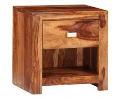 vidaXL Comodino in Legno Massello di Sheesham 1 Cassetto Tavolino Laterale