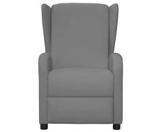 vidaXL Poltrona a Orecchioni Reclinabile Grigia in Similpelle