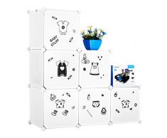 LANGRIA 6 Cubo Armadio Armadietto Guardaroba Scaffale Con Comodino per Bambini Cassa per Gioccattoli con Carini Motivi