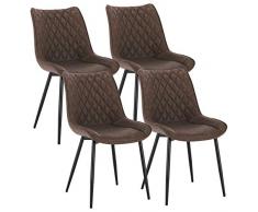 WOLTU BH210br-4 4X Sedie da Cucina con Schienale Senza Braccioli Sgabello Imbottito Poltroncina con Rivestimento in Ecopelle Marrone