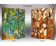 Lupia Separè bifacciale Artistico Divisorio Telaio 3 Ante con Stampa su Tela dAutore 176x3.2x135.6 cm