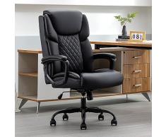 DYHOME Sedia da ufficio ergonomica Sedia operativa ergonomica in pelle nera Confortevole sedia da computer imbottita con ruote Altezza regolabile sedia girevole executive