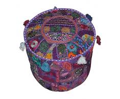 Rastogi artigianato indiano confortevole pavimento Cuscino in cotone ottomano, impreziosita da patchwork e ricamo workhome decorativo handmade Pouf ottomano, vintage indiano turchese ottomano Pouf