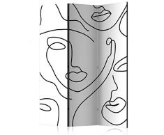 murando Paravento Astratto 135x172 cm Stampa bilaterale su tela in TNT 100% Non Trasparente Parete Divisoria Interno Separatore Pieghevole Decorazioni Schizzo Viso Donne nero bianco h-A-0239-z-b