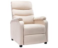 vidaXL Poltrona Reclinabile Ottomana Chaise Longue Salotto Canapè Seduta Sedia TV Divanetto Arredo Sofà Sedia Crema in Tessuto