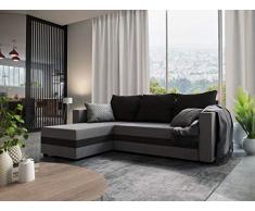 MebLiebe Divano Ad Angolo Divano Savio Divano Ad Angolo Con Funzione Letto 235x152x85 Cm Divano A 3 Posti (Grigio-Nero)