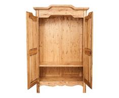 Armadio Country in legno massello di tiglio finitura naturale 127x59x204 CM