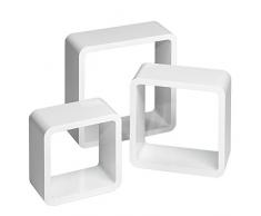 TecTake 800703 Set di Mensole Muro Cubo, Mensola Libreria Scaffale CD Dvd, Materiale di Montaggio in Dotazione - Disponibile in Diversi Colori (Bianco | No. 403180)