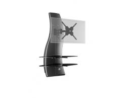 Meliconi GHOST DESIGN 2000 ROTATION Parete Attrezzata con Supporto TV, Doppio Braccio Orientabile, Mensole in Vetro Temperato, per TV da 32" a 63", Carbonio