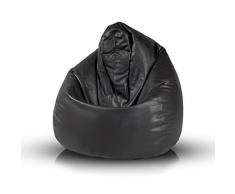 Bepouf Poltrona Sacco Puf Pouf Dimensioni 135x85 Ecopelle Pieno (Nero, Mega)