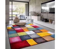 Paco Home Tappeto Salotto Moderno Pelo Corto Moderno Motivo Geometrico 3D, Dimensione:200x290 cm, Colore:Multicolore