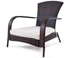 COSTWAY Poltrona da Giardino in Rattan con Cuscino Sedia da Esterno Balcone