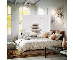 Feeby Paravento Ciottoli 4 Parti 145x150 cm Unilaterale Pieghevole Separatore Decorazioni Stampa su Tela Parete Divisoria Parete Spagnola Soggiorno Ufficio Camera da letto Home Office Beige Grigrio