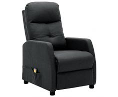 vidaXL Poltrona Massaggiante Reclinabile Poltroncina per Massaggi Divano Singolo Massaggiatore Sedia TV Arredamento Grigio Scuro Tessuto