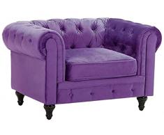 Beliani Poltrona vintage in tessuto viola Chesterfield
