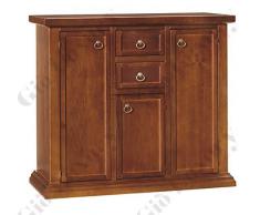 Credenza, stile classico, in legno massello e mdf con rifinitura in noce lucido - Mis.100x40x88h