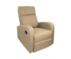 Totò Piccinni Poltrona Relax Reclinabile con Poggiapiedi Imbottita Confortevole (Manuale, Tessuto Beige)