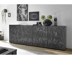 Arredocasagmb.it Mobile Contenitore 2 Ante 4 cassetti Moderno OSSIDO Grigio Scuro Industrial materico Soggiorno Madia Buffet con sportelli Design Dame 08