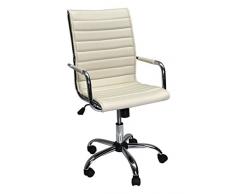 Sedia da ufficio operativa girevole - sedia direzionale regolabile in ecopelle beige mod.Asti