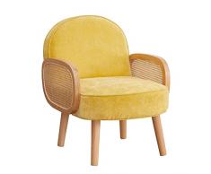 WeHome - Poltroncina Salotto In Tessuto Doris Con Braccioli E Gambe In Legno di faggio, Poltrona Relax Per Camera Da Letto E Soggiorno, Poltrona Per Ingresso, Salotto E Ufficio (Yellow)