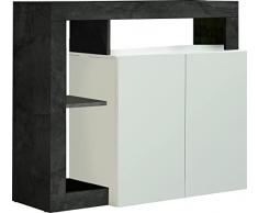 Web Convenienza Madia con Ante Moderna Bianca Lucida Made in Italy - Collezione Hamburg per Soggiorno e Sala da Pranzo (2 Ante, Ossido)