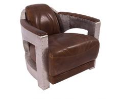 Poltrona di design Nash in pelle vintage Cigar in alluminio